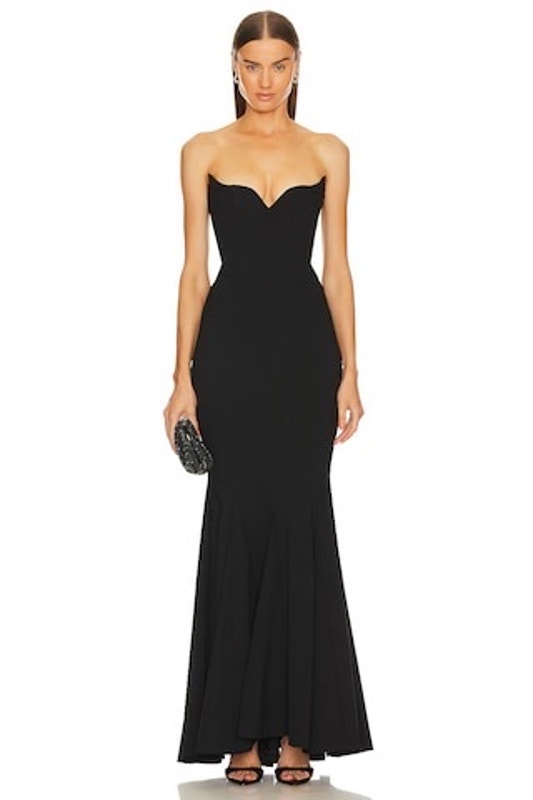 Strapless Black Maxi Evening Gown